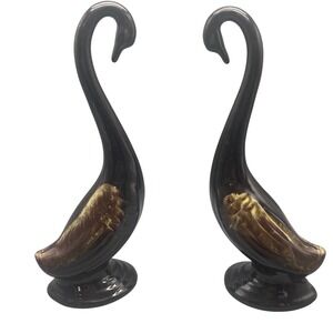 Vintage Red ware Mid Century
Pottery Swan Set of 2‎ Figurines Brown
Drip Glaze
